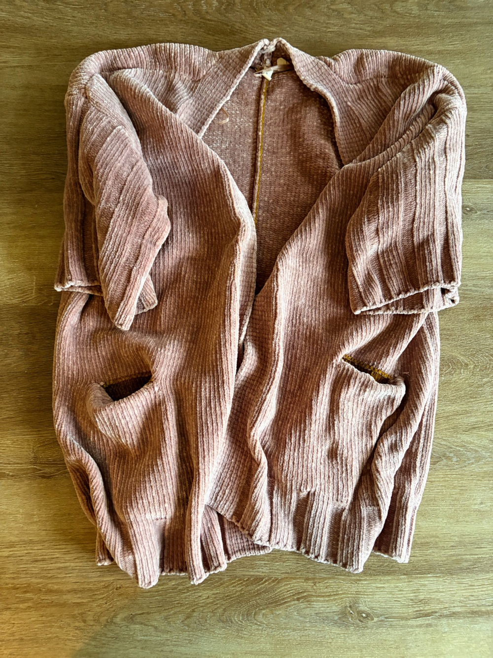 Chenille Open Cardigan Sweater in Dusty Rose